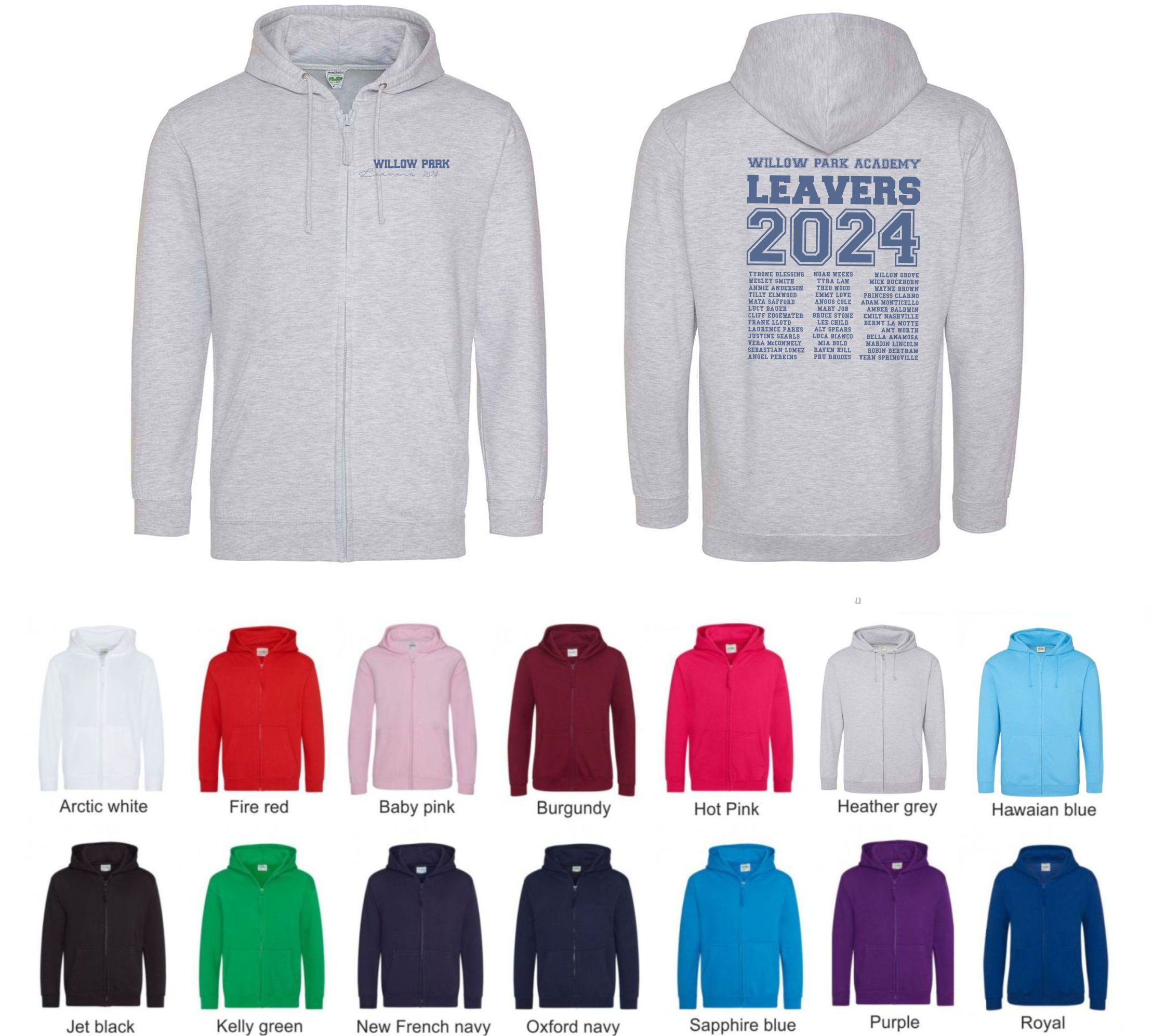 School Leavers JH050 Senior Zip Hoody Style 4 from £19.99 + vat  School Leavers JH050 Senior Zip Hoody Style 4 from £19.99 + vat